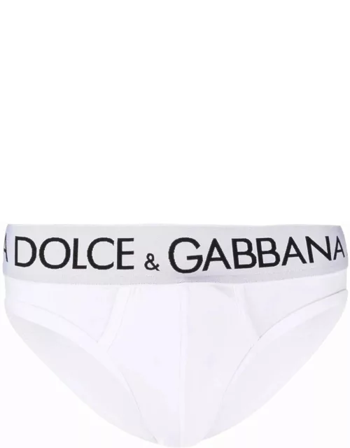 White briefs with logo band
