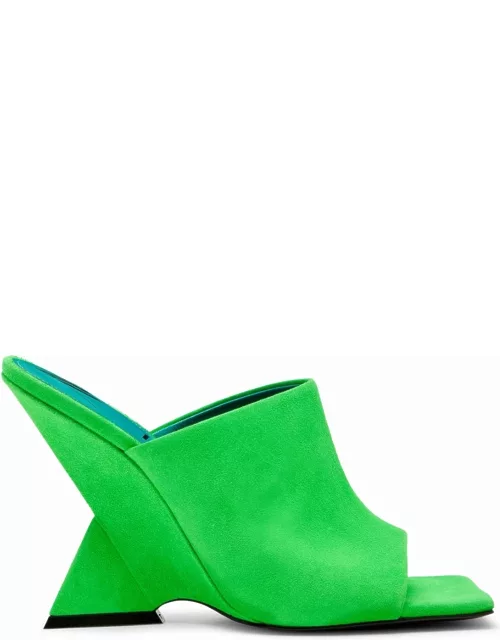 Green mules with sculpted hee