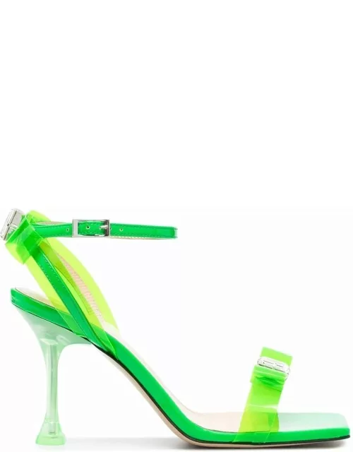 Fluo green open-toe pvc sandals with bow