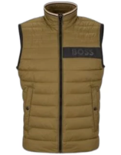 Water-repellent padded gilet with 3D logo tape- Light Green Men's Casual Jacket