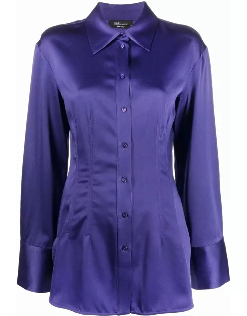 Purple satin-effect fitted shirt