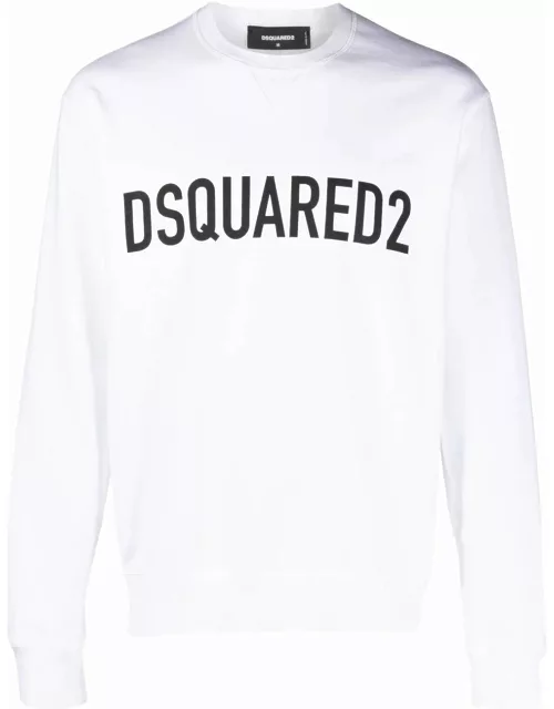 White sweatshirt with lettering logo