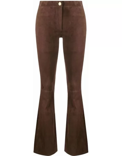 Brown suede flared pant
