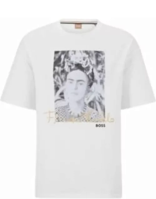 Relaxed-fit cotton T-shirt with Frida Kahlo graphic- White Women's T-Shirt