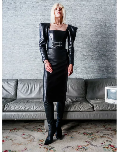 'DICHOTOMY' Daring Leather Dres