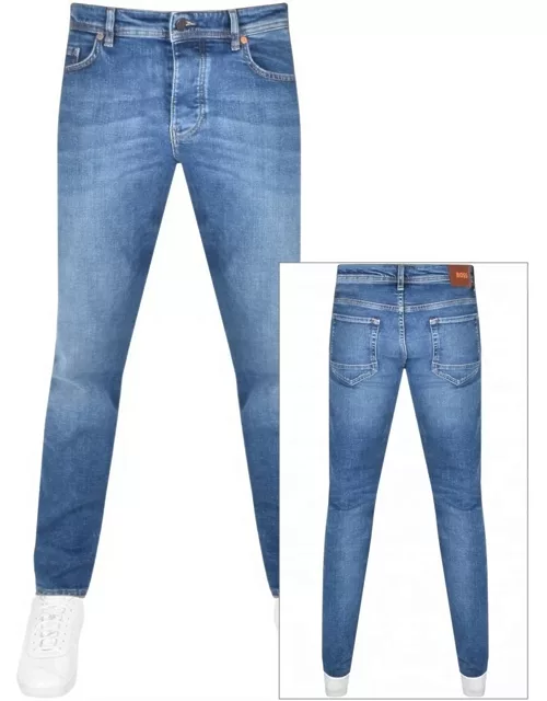 BOSS Taber Tapered Fit Mid Wash Jeans Blue