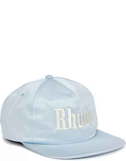 Rhude Logo-embroidered Satin Cap - Blue And White