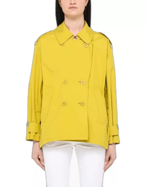Yellow cropped double-breasted trench coat