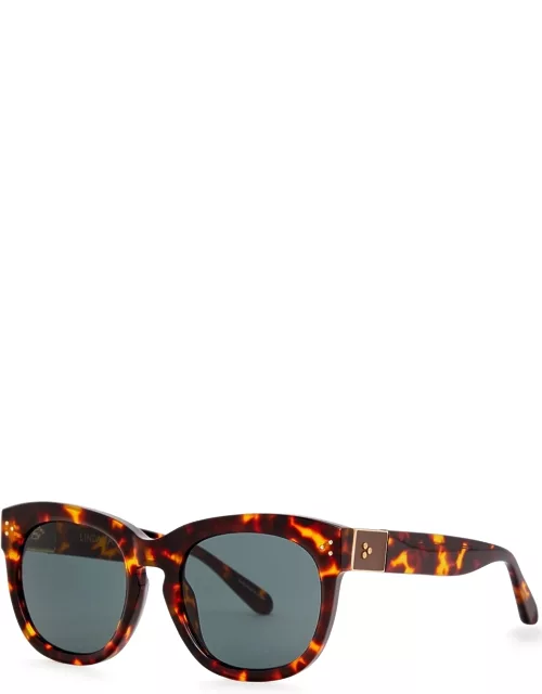 Linda Farrow Luxe Jenson Oval-frame Sunglasses, Sunglasses, Acetate - Brown