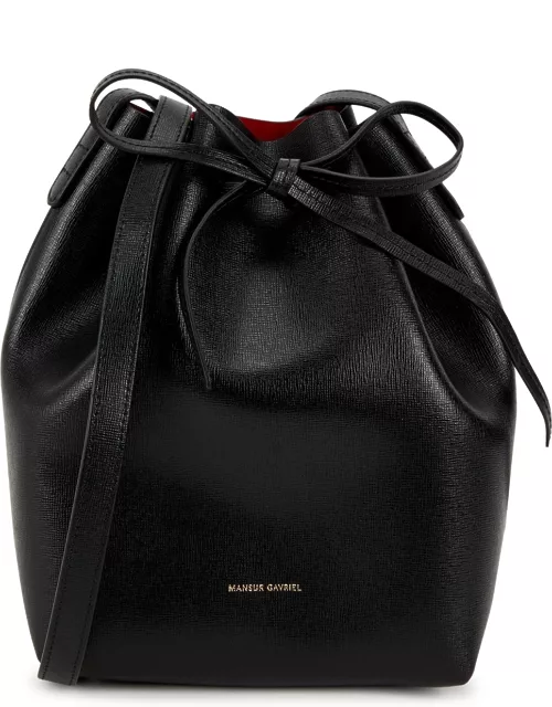 Mansur Gavriel Mini Saffiano Leather Bucket Bag - Black And Red