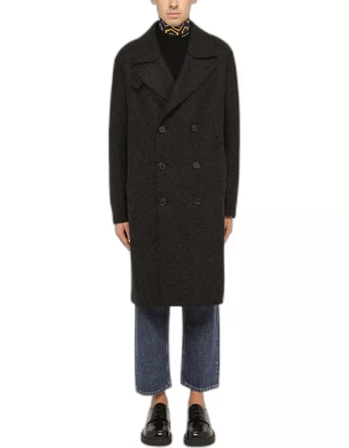 Anthracite wool double-breasted coat