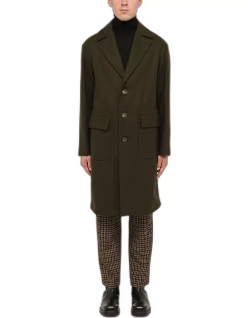 Single-breasted military wool coat