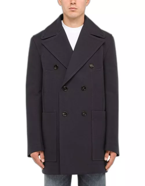 Abyss-cooured wool double-breasted coat