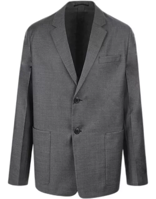 Slate grey single-breasted wool jacket