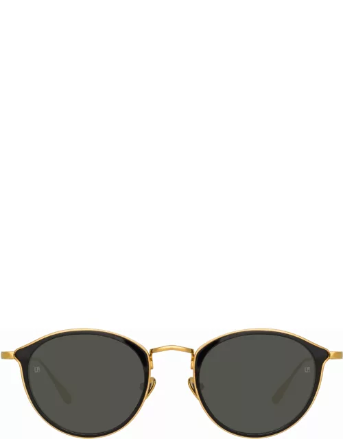 Luis Oval Sunglasses in Yellow Gold and Black