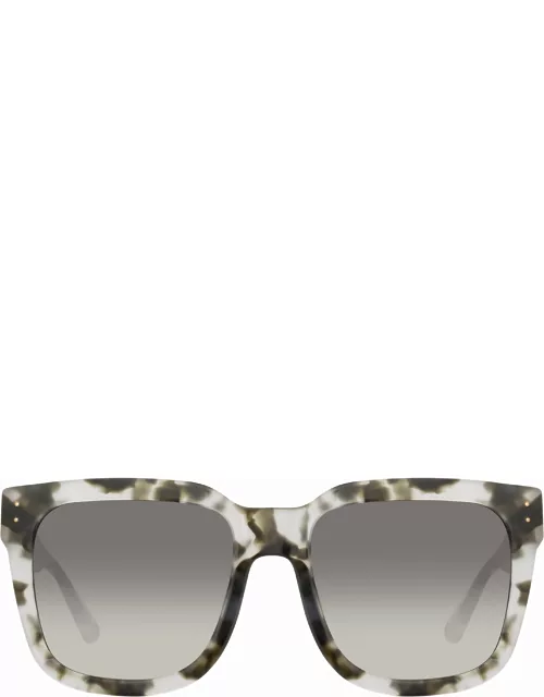 Freya D-Frame Sunglasses in Black and Grey Tortoiseshel