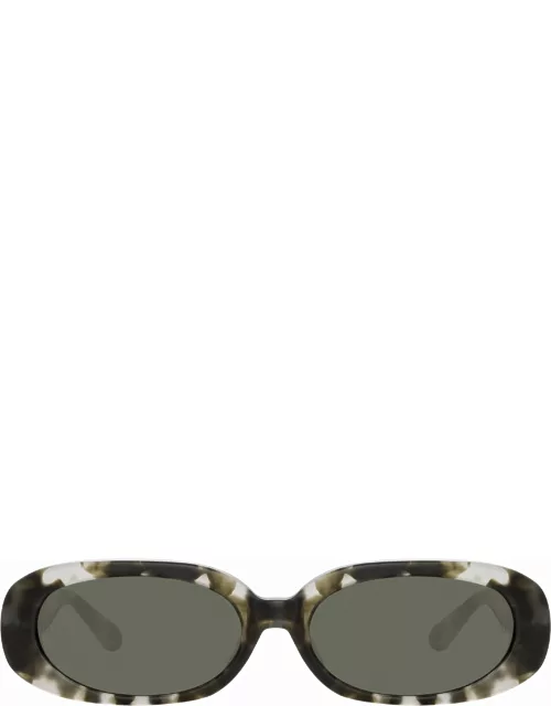 Cara Oval Sunglasses in Black and Grey Tortoiseshel