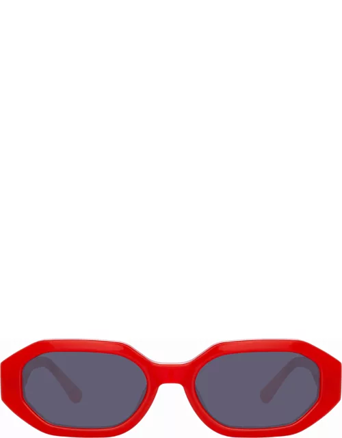 The Attico Irene Angular Sunglasses in Red