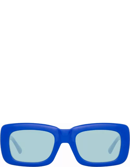 The Attico Marfa Rectangular Sunglasses in Electric Blue