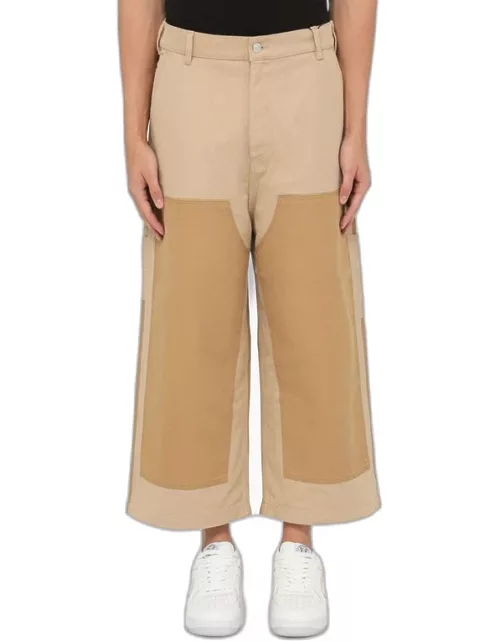 Beige cotton cropped trouser