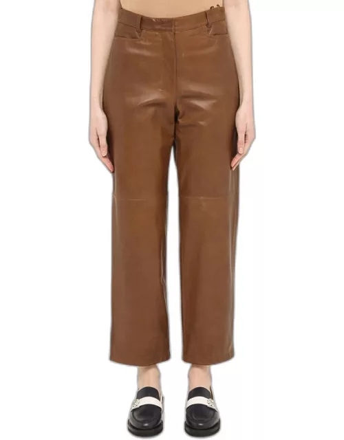 Leather brown trouser