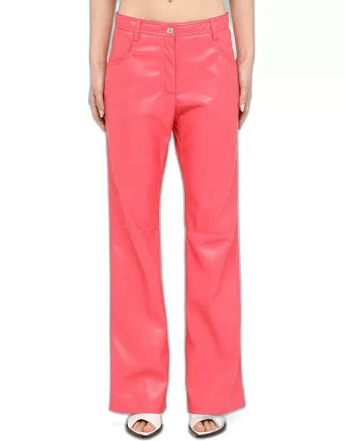 Bright pink faux leather trouser