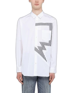 White shirt with striped-patch
