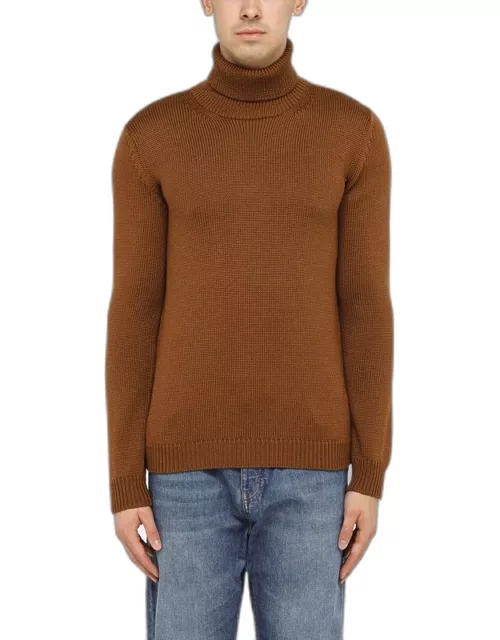 Turtleneck sweater in brown woo