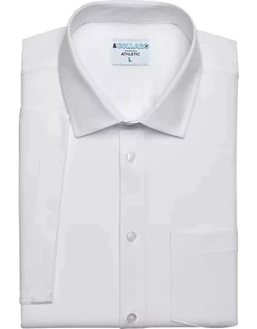 & Collar Men's Pacific Athletic Fit Short Sleeve Dress Shirt White Solid