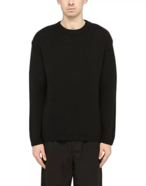 Black wool crew-neck sweater