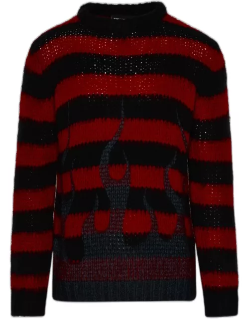 VISION OF SUPER Black And Red Mohair Blend Sweater
