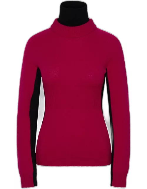 MONCLER GRENOBLE Fucsia Wool Blend Turtleneck Sweater