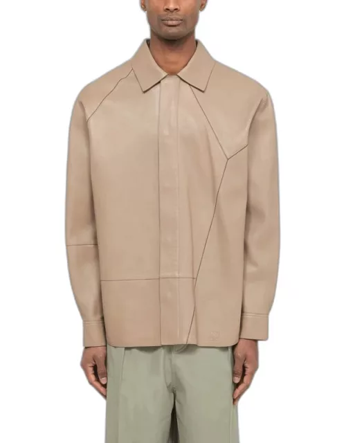 Puzzle leather sand-coloured shirt