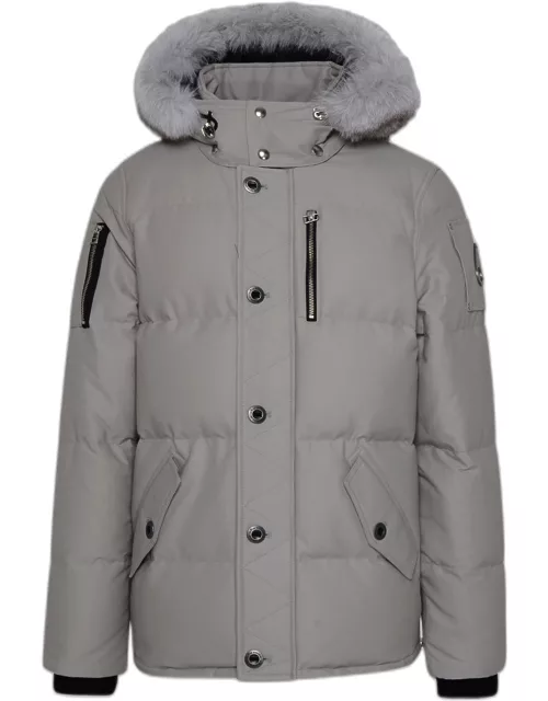 MOOSE KNUCKLES Gray Cotton Blend 3Q Fur Puffer Jacket
