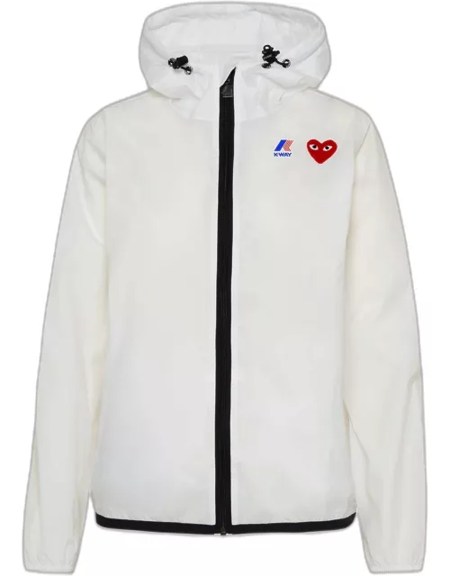 COMME DES GARÇONS PLAY White Nylon K-Way Waterproof Jacket