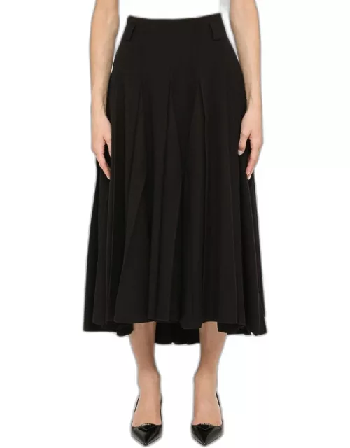 Long black pleated wool skirt