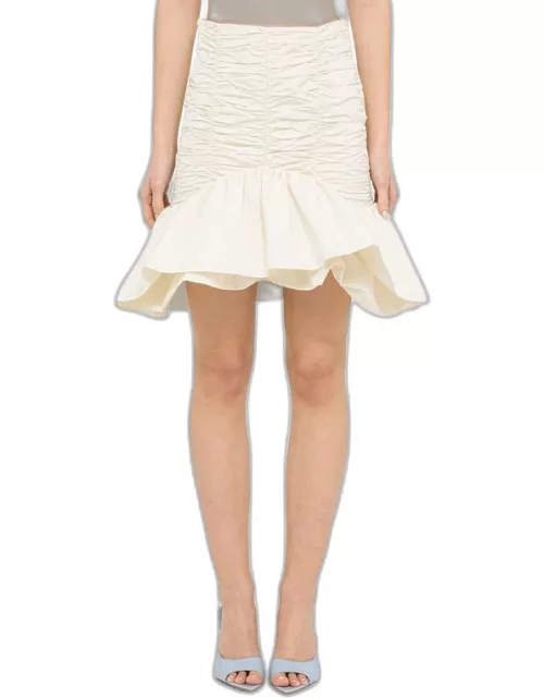 Ivory ruffled mini skirt