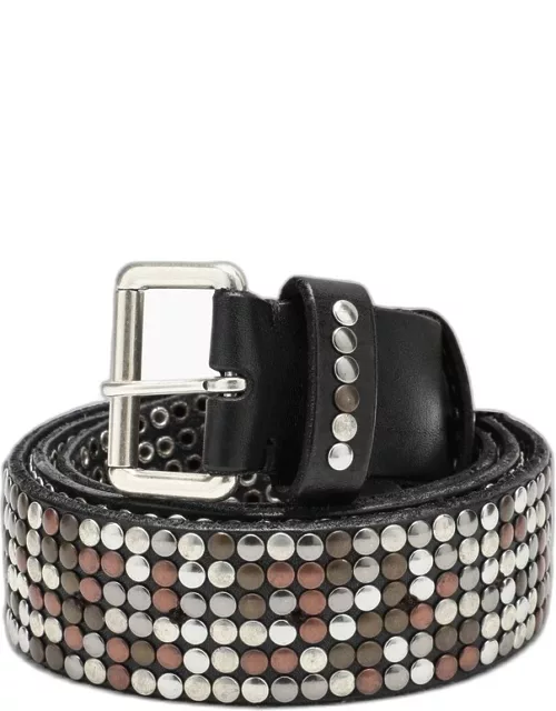 Leather belt with all-over stud