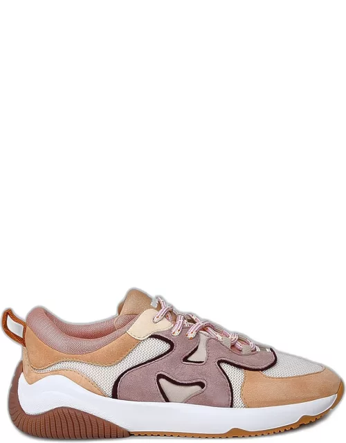 HOGAN Beige And Pink Suede Blend H597 Sneaker