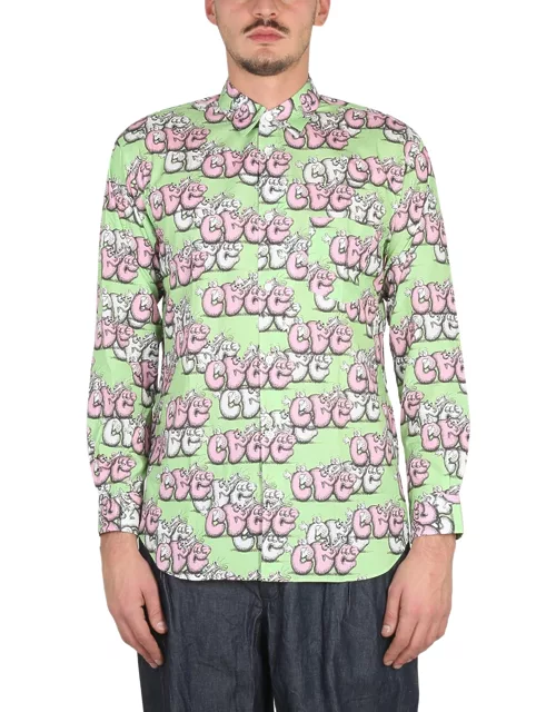 comme des garcons shirt shirt with print x kaw