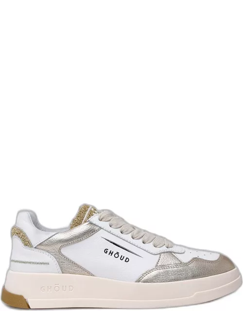 GHOUD White And Gold Leather Low Tweener Sneaker