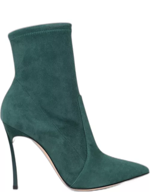 CASADEI Green Suede Blade Ankle Boot
