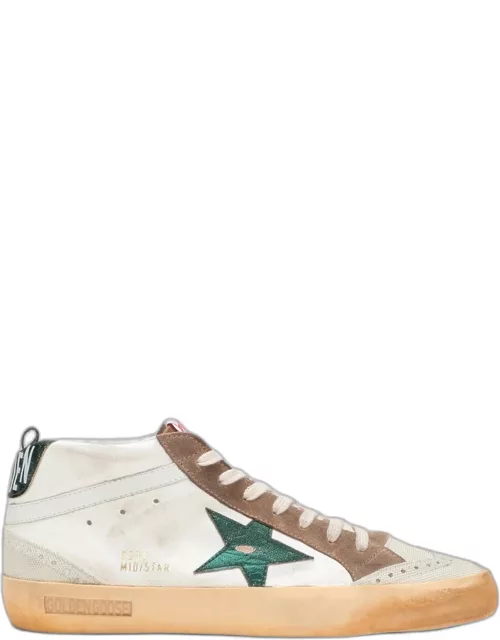 Mid Star white/green leather sneaker