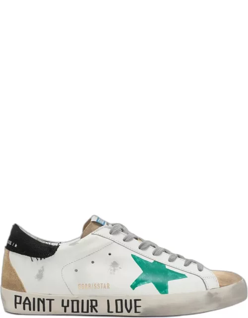Super-Star white/green leather sneaker