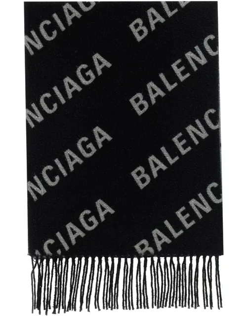 balenciaga wool scarf with logo