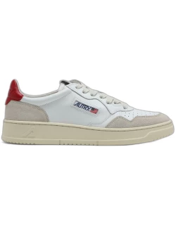 White/red leather and suede Medalist sneaker
