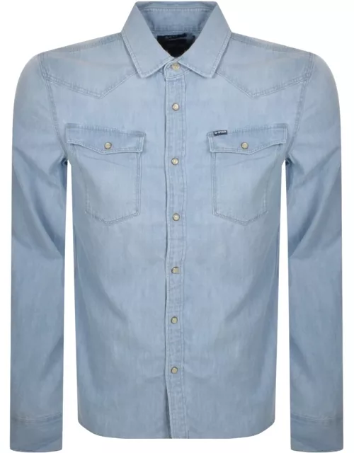 G Star Raw Slim 3301 Long Sleeved Shirt Blue