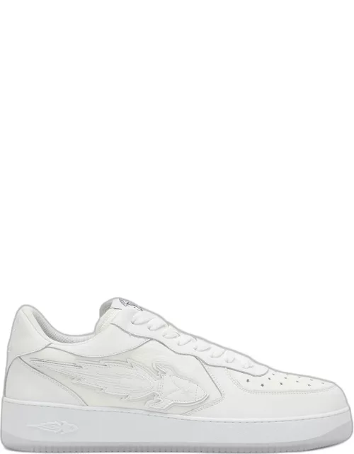 White leather low-top sneaker