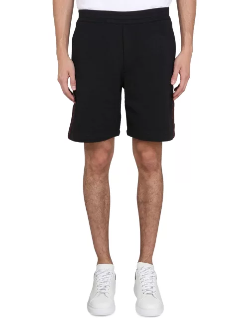 alexander mcqueen bermuda shorts with selvedge logo band