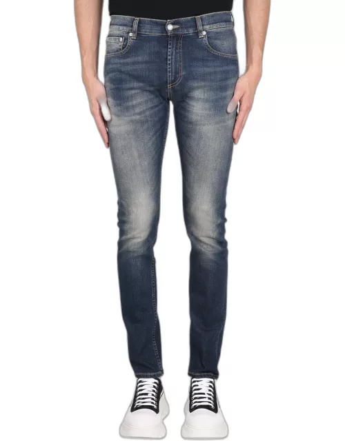 alexander mcqueen jeans with graffiti logo embroidery